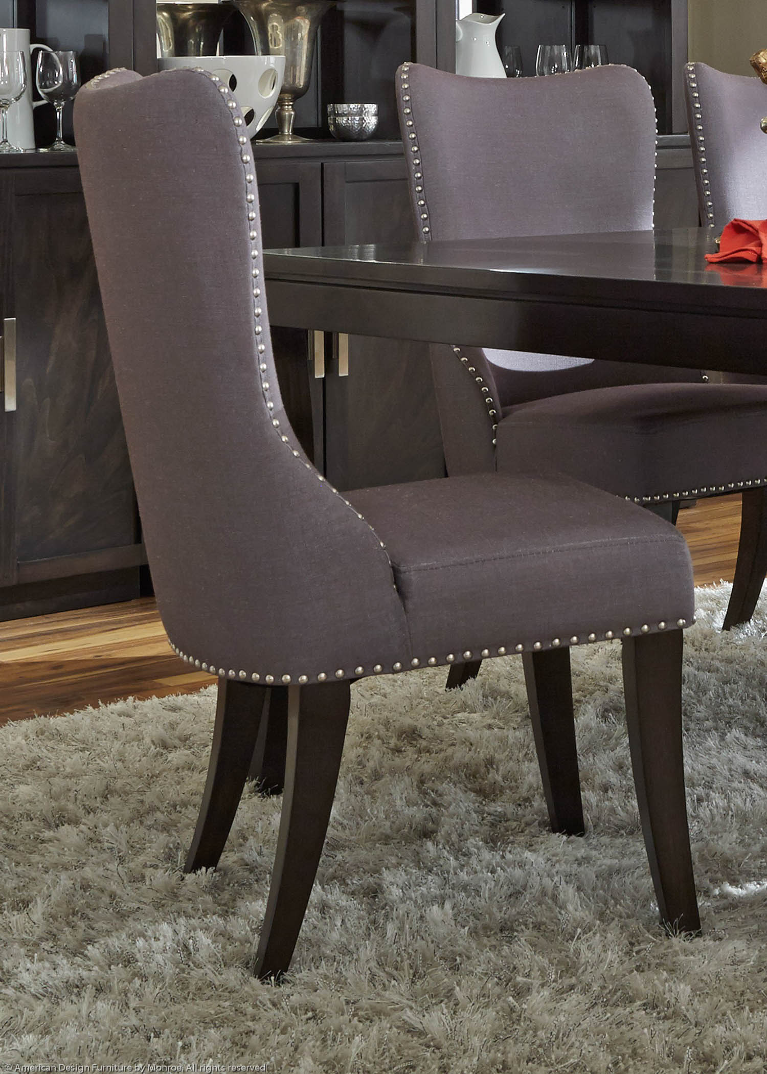 Antonio Casual Side Chair Pic 2 (Heading Upholstered Side Chair (Grey)